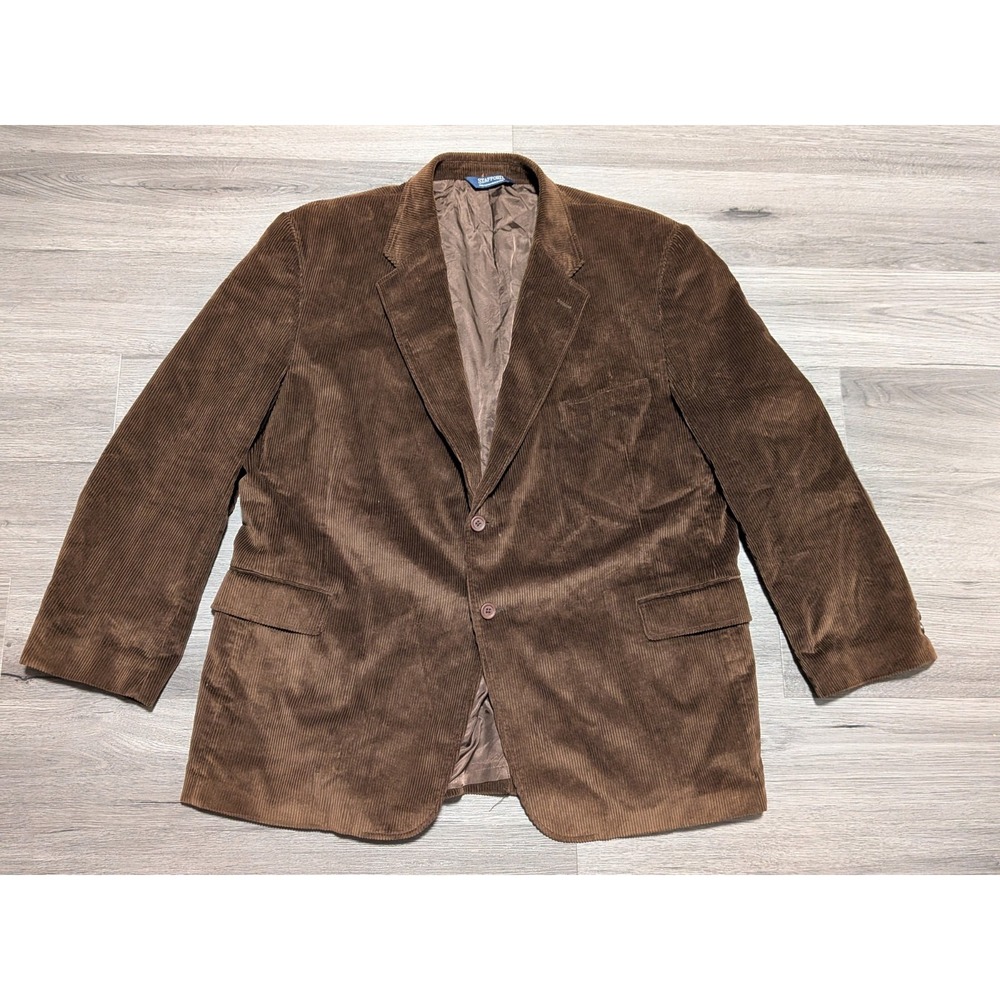 Stafford Men's Chocolate Brown Corduroy Elbow Patches Sport‎ Coat Size 50R